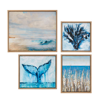 Madison Park Seascape Blue 4-piece Framed Canvas Wall Art Set