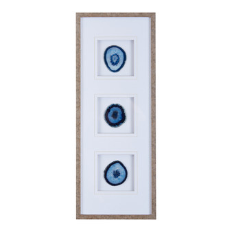 Madison Park Blue Agate Trio Blue Real Stone Framed Glass and Double Matted Wall Art