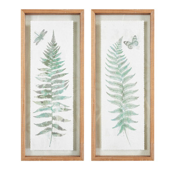 Madison Park Linden Natural Fern 2-piece Framed Glass Wall Art Set