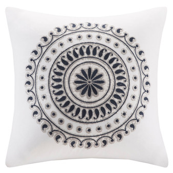 INK+IVY Fleur Navy Embroidered Square Pillow