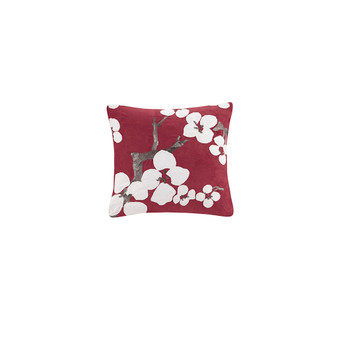 N Natori Cherry Blossom Red Square Pillow