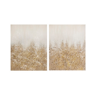 Madison Park Golden Glimmer Gold Heavily Embellished 2-piece Canvas Wall Art Set