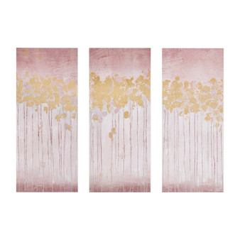Madison Park Twilight Forest Blush Gold Foil Abstract 3-piece Canvas Wall Art Set