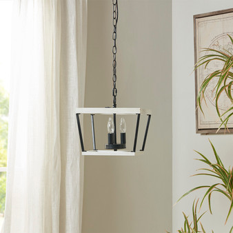 INK+IVY Adele White/Black Farmhouse Metal Pendant