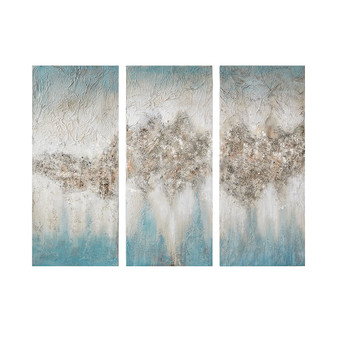 Madison Park Blue Luminous Blue Heavily Embellished 3-piece Canvas Wall Art Set