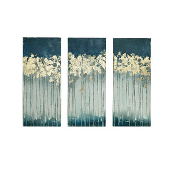 Madison Park Midnight Forest Teal Gold Foil Abstract 3-piece Canvas Wall Art Set