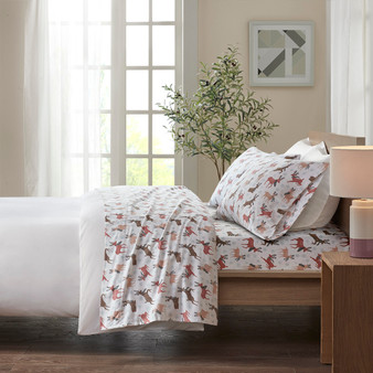 True North by Sleep Philosophy Cozy Flannel Reindeer Printed Sheet Set