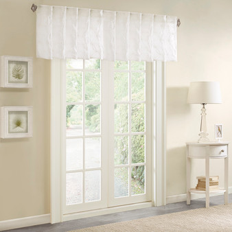 Madison Park Gemma White Sheer Embroidered Window Valance