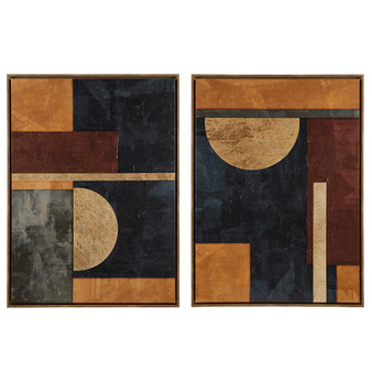 INK+IVY Jeweled Geo Multi Hand-Embellished Abstract 2-Piece Framed Canvas Wall Art Set