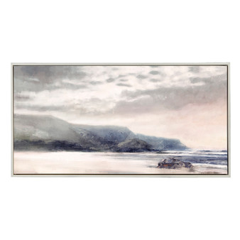 Madison Park Moody Coast Blue/Pink Hand Embellished Landscape Framed Canvas Wall Art