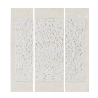 Madison Park White Mandala Offwhite Triptych 3-piece Dimensional Resin Canvas Wall Art Set
