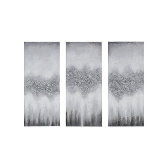 Madison Park Grey Luminous Grey Heavily Embellished 3-piece Canvas Wall Art Set