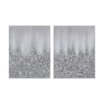 Madison Park Silver Glimmer Silver Heavily Embellished 2-piece Canvas Wall Art Set
