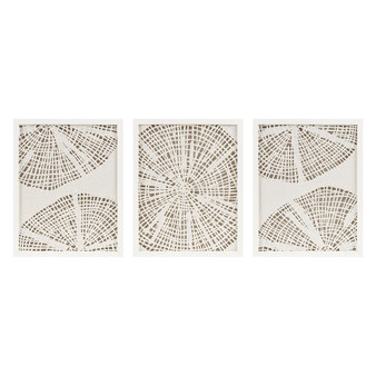 Madison Park Solana Off-White Framed Abstract Coastal Rice Paper 3-piece Shadowbox Wall Decor Set