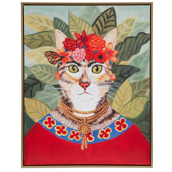 Madison Park Pet Portrait Bohemian Cat Bohemian Cat In Forest Framed Canvas Wall Art