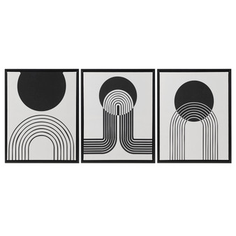 Urban Habitat Cosmic Curl Black/Taupe 3-piece Framed Canvas Wall Art Set