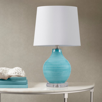 510 Design Maelle Aqua Blue Aqua Swirl Blown Glass Table Lamp