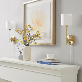 510 Design Conway Gold Metal Wall Sconce with Cylinder Shade, Set of 2