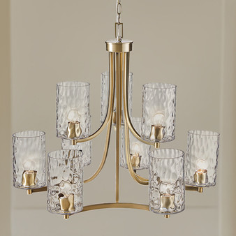 Hampton Hill Opulentia Antique Brass 9-light Round Tiered Chandelier with Textured Glass Shades