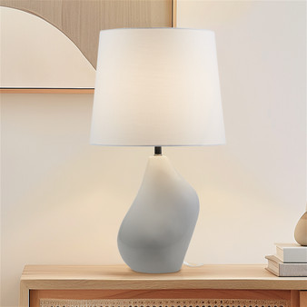 INK+IVY ZenGlossy Grey Asymmetrical Ceramic Table Lamp