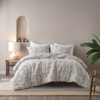 INK+IVY Cairo Ivory 3 Piece Cotton Jacquard Comforter Set