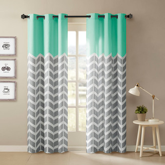 Intelligent Design Alex Chevron Printed Room Darkening Grommet Top Panel Pair