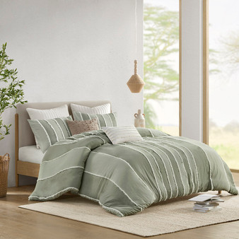 INK+IVY Shay 3 Piece Striped Cotton Duvet Cover Set