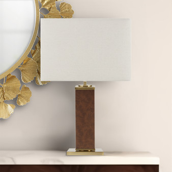 INK+IVY Hawley Gold/Brown Faux Leather Table Lamp
