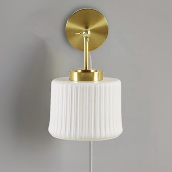 INK+IVY Luminex Gold/White White Ceramic Wall Sconce with Adjustable Swing Arm