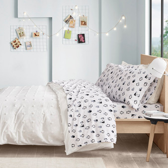 Intelligent Design Cozy Soft Penguins Cotton Flannel Printed Sheet Set