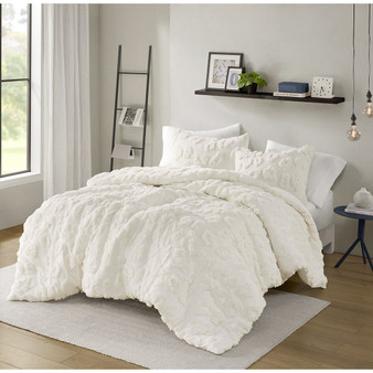 Intelligent Design Larissa Off-White Animal Chenille Duvet Cover Set