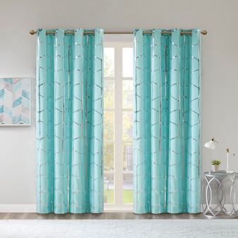 Intelligent Design Raina Total Blackout Metallic Print Grommet Top Curtain Panel
