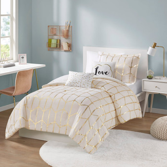 Intelligent Design Raina Metallic Printed Duvet Cover Set
