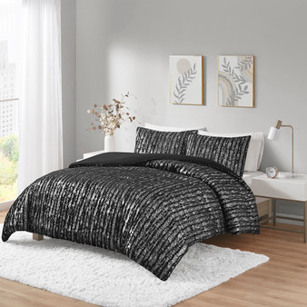 Intelligent Design Naomi Metallic Print Faux Fur Duvet Cover Set