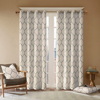 Madison Park Brooklyn Metallic Geo Embroidered Curtain Panel