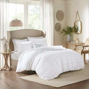 Madison Park Celeste White 4 Piece Microfiber 2-in-1 Duvet Set