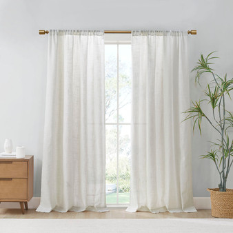 Madison Park Kyler White Linen Blend Light Filtering Curtain Panel Pair