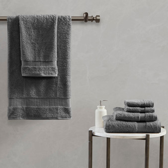 Madison Park Signature Luce Charcoal 100% Egyptian Cotton 6 pcs Towel Set