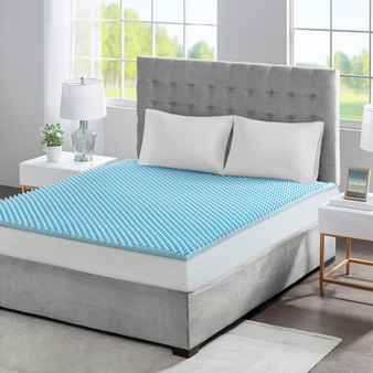 Sleep Philosophy 1.5" Gel Memory Foam Blue All Season Reversible Hypoallergenic 1.5" Cooling Mattress Topper