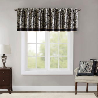 Madison Park Aubrey Black Jacquard Window Valance