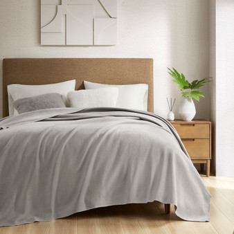 Croscill Andaz Grey Solid Cotton Blanket