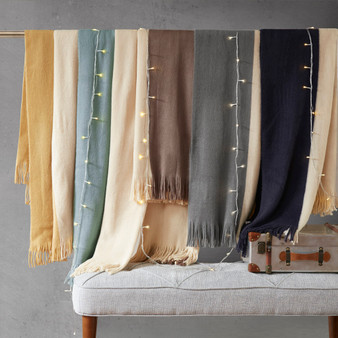 INK+IVY Stockholm Aqua Color Block Faux Cashmere Throw