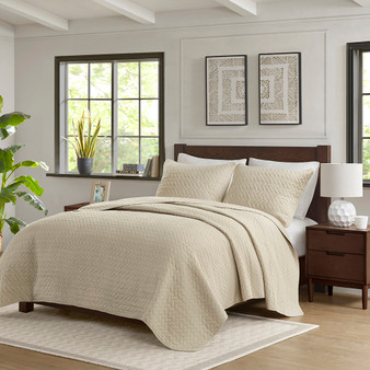 Hampton Hill Velvet Touch Linen 3 pcs Luxurious Oversized Quilt Set
