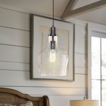 INK+IVY Auburn Bronze/Clear Bell Shaped Hanging Glass Pendant Light