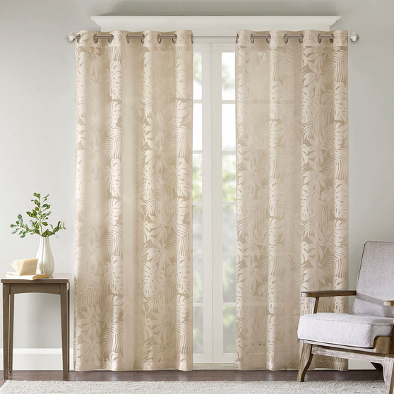Madison Park Leilani Natural Palm Leaf Burnout Window Sheer Madison Park Leilani Natural Palm Leaf Burnout Window Sheer