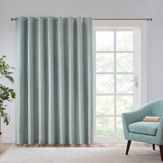 SunSmart Maya Dusty Seafoam Printed Heathered Blackout Window Patio Panel