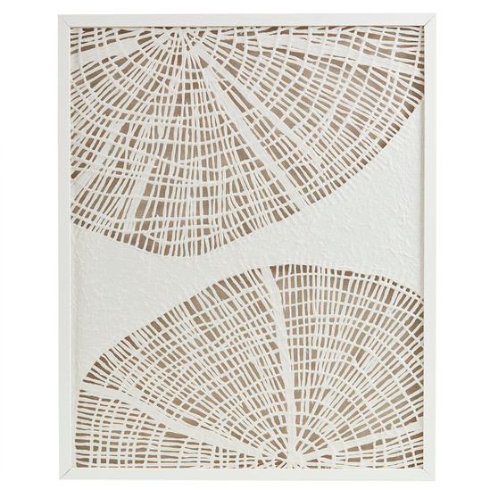 Madison Park Solana Off-White Framed Abstract Coastal Rice Shadowbox Wall Decor