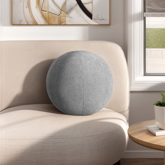 Chapel Hill Gabriella Light Grey Solid Round Ball Pillow