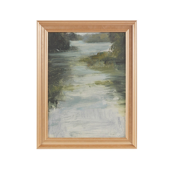 Madison Park Estuary Multi Abstract Landscape Framed Glass Wall Art