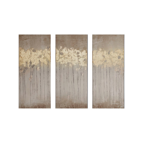 Madison Park Sandy Forest Taupe Gold Foil Abstract 3-piece Canvas Wall Art Set